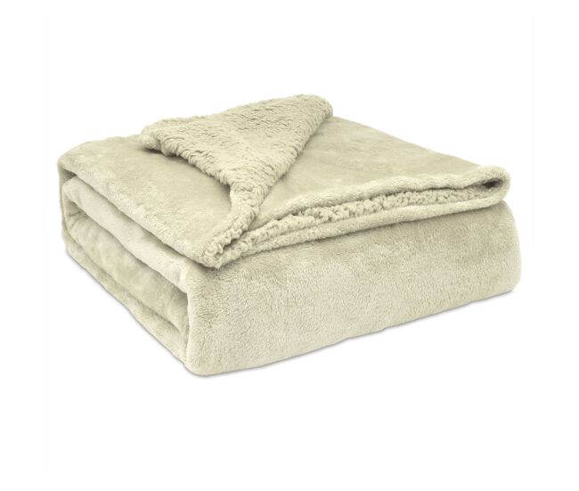 Briebe - manta de sofa, cobertor de sedalina com tela de sherpa 130 x 160cm quente, grossa e extra macia, , pérola