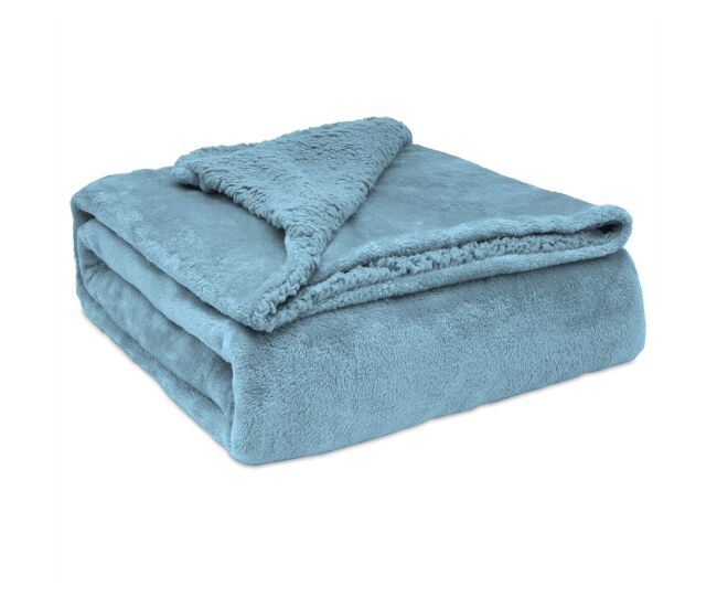 Briebe - manta de sofa, cobertor de sedalina com tela de sherpa 130 x 160cm quente, grossa e extra macia, , bleu petróleo