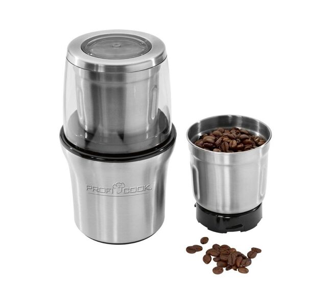 Proficook ksw 1021 moinho de café e picador 2 em 1, inox tanque de 85g, 200, prata