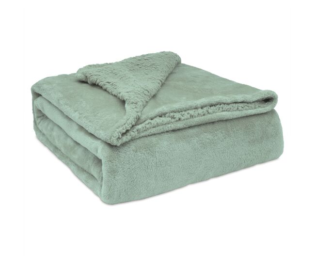 Briebe - manta de sofa, cobertor de sedalina com tela de sherpa 130 x 160cm quente, grossa e extra macia, , verde água
