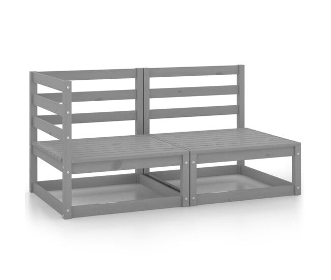 Vidaxl 2 pcs conjunto lounge de jardim pinho maciço cinzento