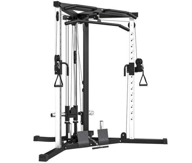 Sportnow machine multi estação musculação para treino de ombros braços carga 120 kg para fitness ginásio em casa 170x139x200 cm noir