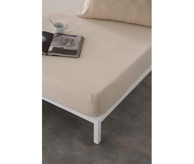 Lençol de baixo ajustável naturals elba bege 135 x 200 (casal)