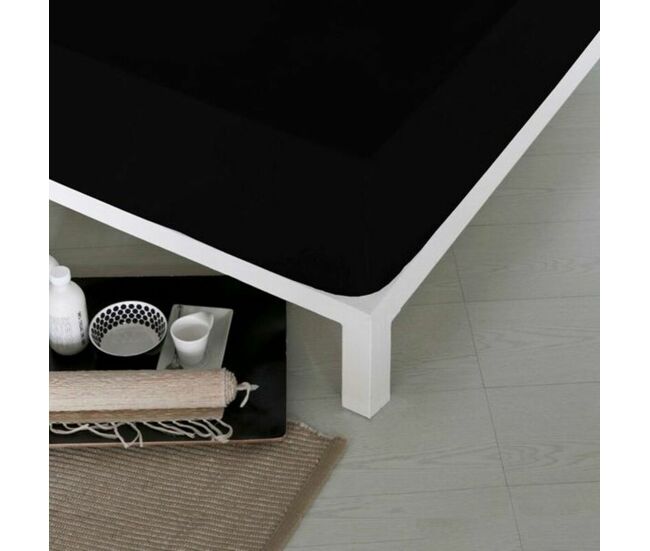 Lençol de baixo ajustável naturals preto cama de 150 (150 x 190 cm)