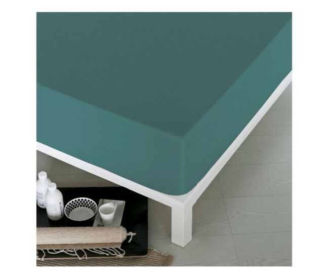 Lençol de baixo ajustável naturals verde cama de 135 (135 x 190 cm)