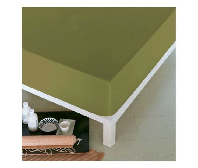 Lençol de baixo ajustável naturals verde cama de 135 (135 x 190 cm) - cama de 150 (150 x 190/200 cm)