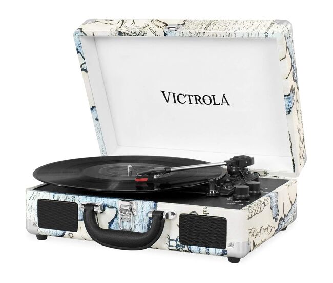 Gira-discos portable com bluetooth e enceintes victrola journey três velocidades de reprodução 33 1/3, 45 e 78 rpm