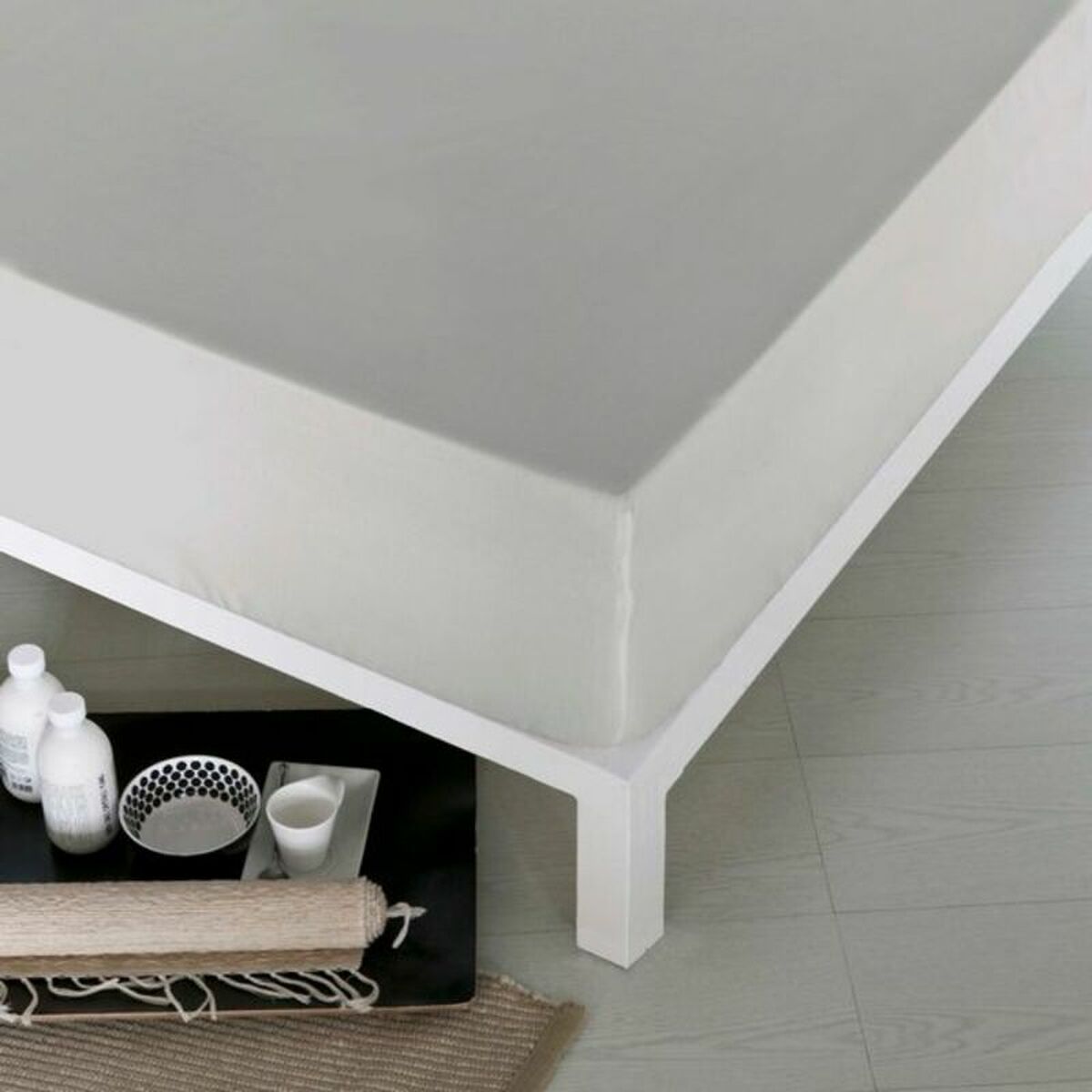 Lençol de baixo ajustável naturals cinzento cama de 180 (180 x 190 cm)