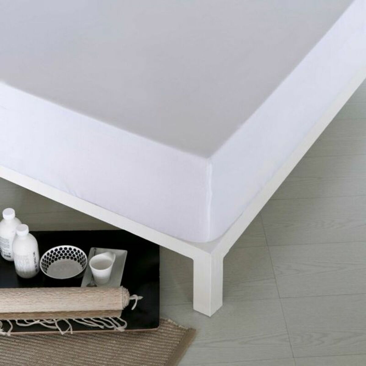 Lençol de baixo ajustável naturals branco cama de 90 (90 x 190 cm)
