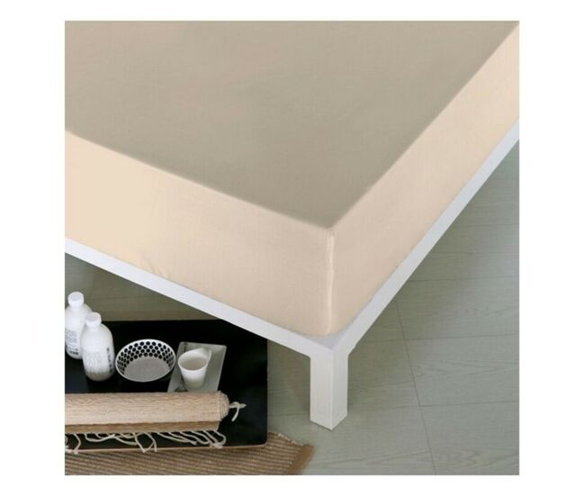 Lençol de baixo ajustável naturals bege cama de 135 (135 x 190 cm)