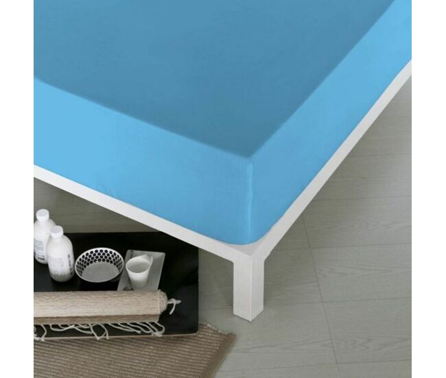 Lençol de baixo ajustável naturals azul cama de 180 (180 x 190 cm)