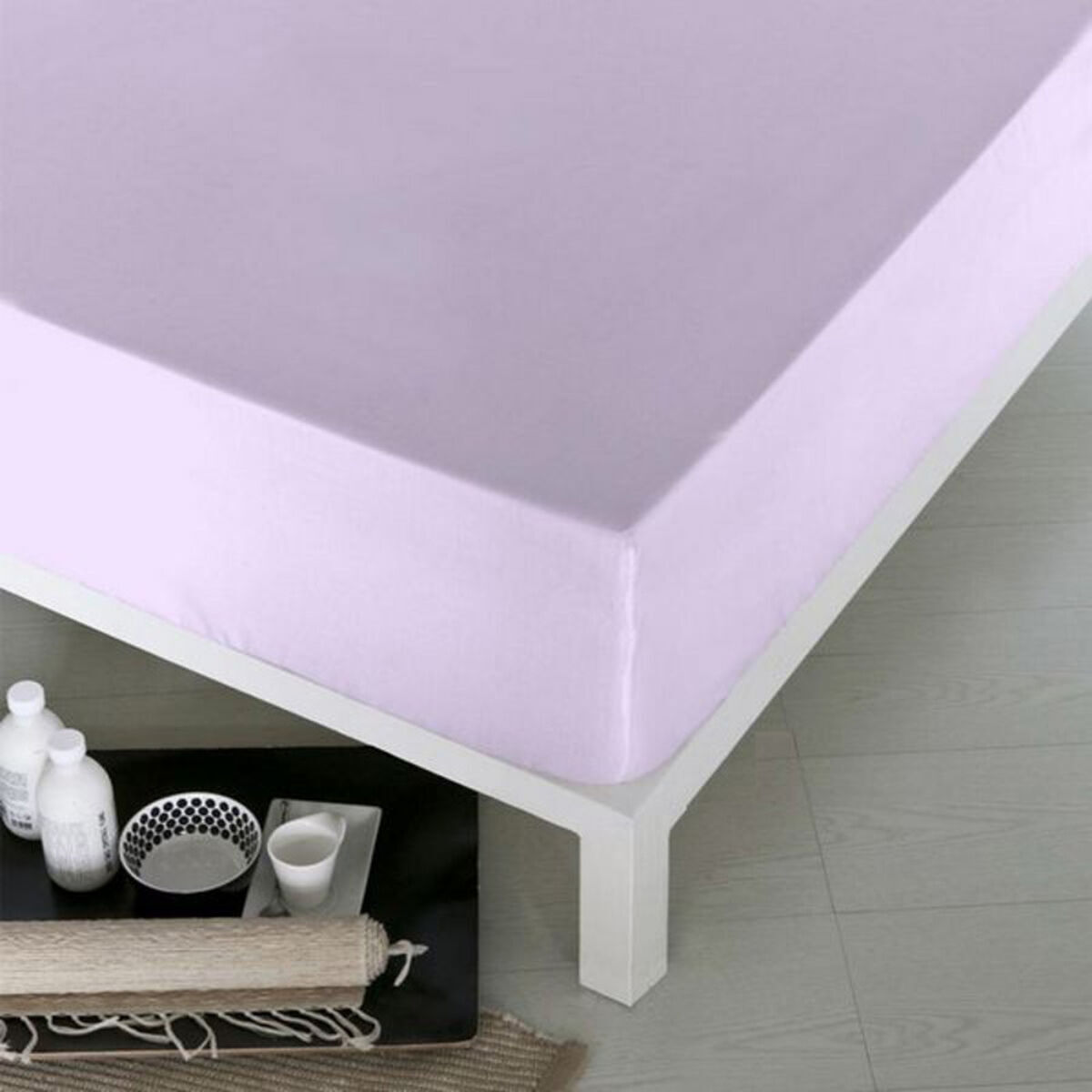Lençol de baixo ajustável naturals violeta cama de 90 (90 x 190 cm)