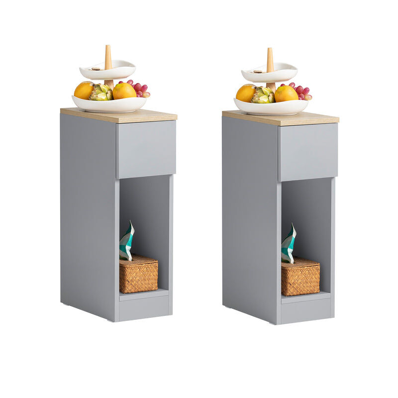 Conjunto de 2 mesas de apoio 20 x 35 x 60 cm cinzento sobuy fbt111-hgx2