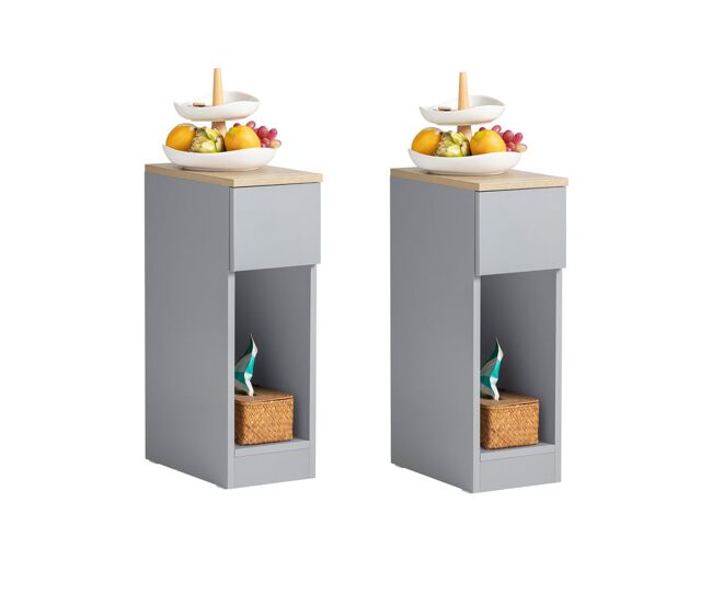 Conjunto de 2 mesas de apoio 20 x 35 x 60 cm cinzento sobuy fbt111-hgx2