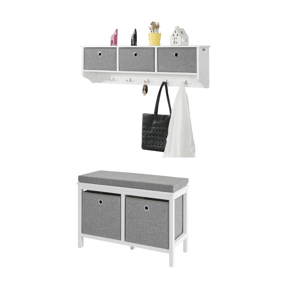 Sapateira com bengaleiro SoBuy FSR81-HG+FRG282-W