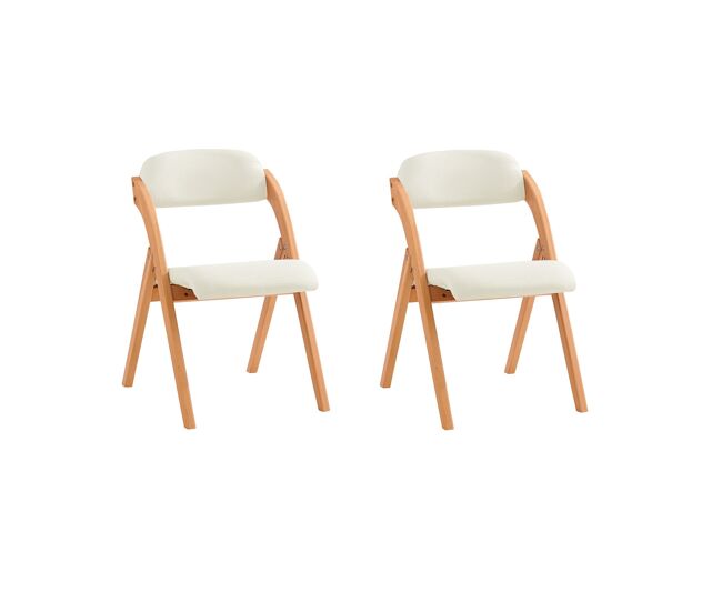 Conjunto de 2 cadeiras dobráveis de madeira branco 47 x 60 x 77 cm sobuy fst92-wx2