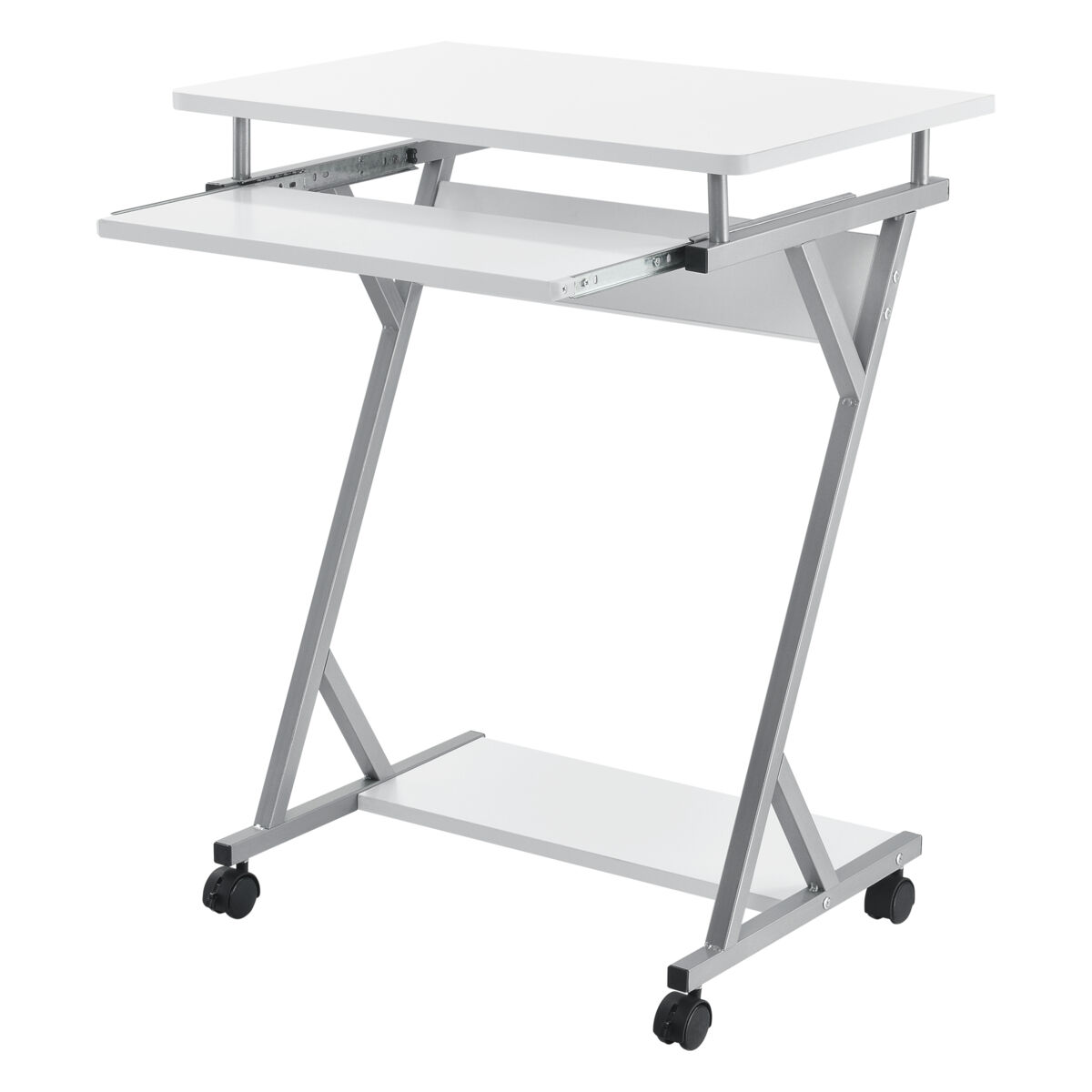 Secretária para computador gent com tabuleiro para teclado extensível em aço 60 x 40 x 75 - branco [en.casa].