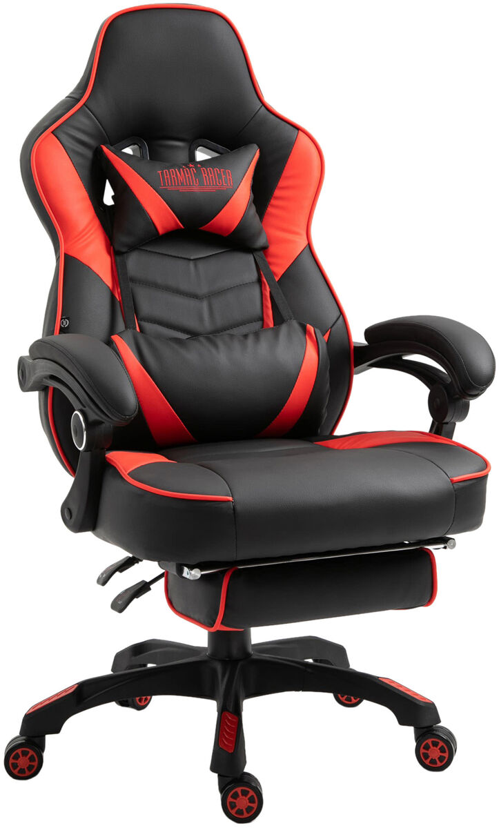 Cadeira gaming tilos em pele sintética com apoio para os pés rebatível 100% poliuretano cor noir/rouge
