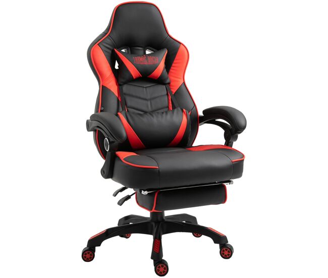 Cadeira gaming tilos em pele sintética com apoio para os pés rebatível 100% poliuretano cor noir/rouge