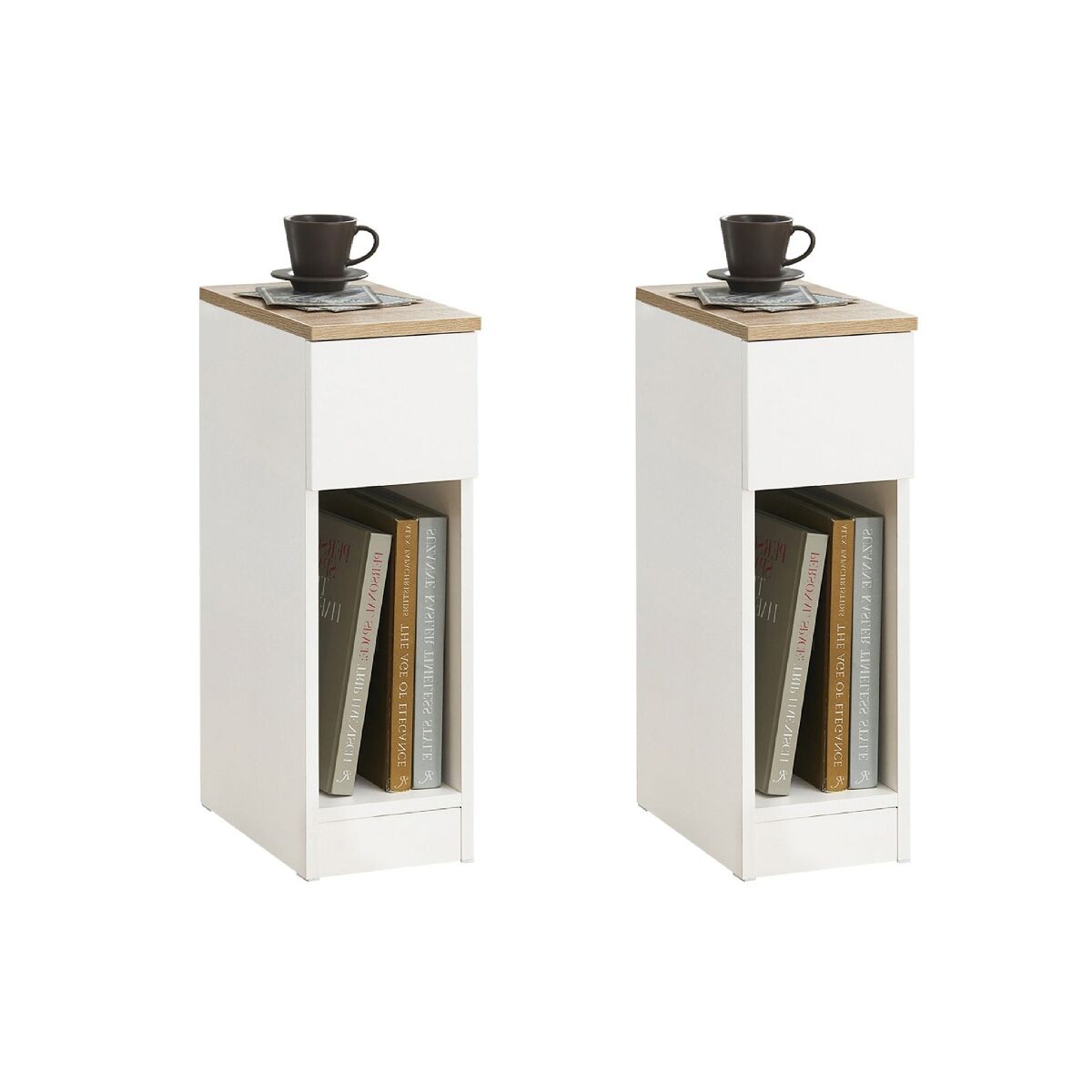Conjunto de 2 mesas de apoio com 1 gaveta branco fbt111 20x35x60 cm sobuy