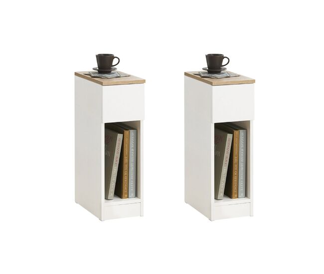 Conjunto de 2 mesas de apoio com 1 gaveta branco fbt111 20x35x60 cm sobuy