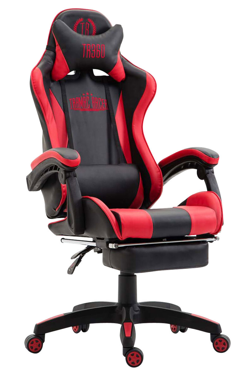 Cadeira de escritório racing ignite design desportivo com apoio para os pés 100% poliuretano cor noir / rouge