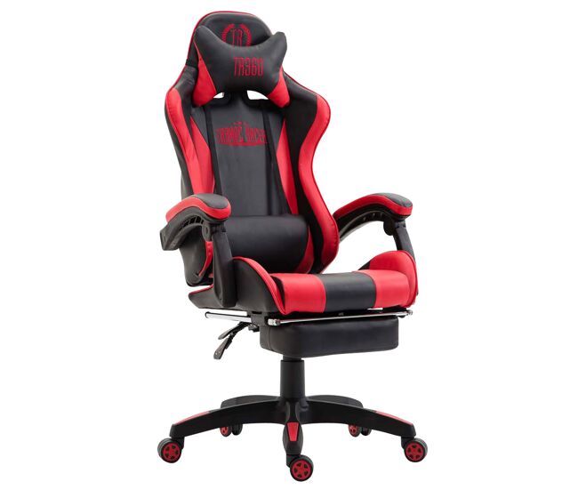 Cadeira de escritório racing ignite design desportivo com apoio para os pés 100% poliuretano cor noir / rouge