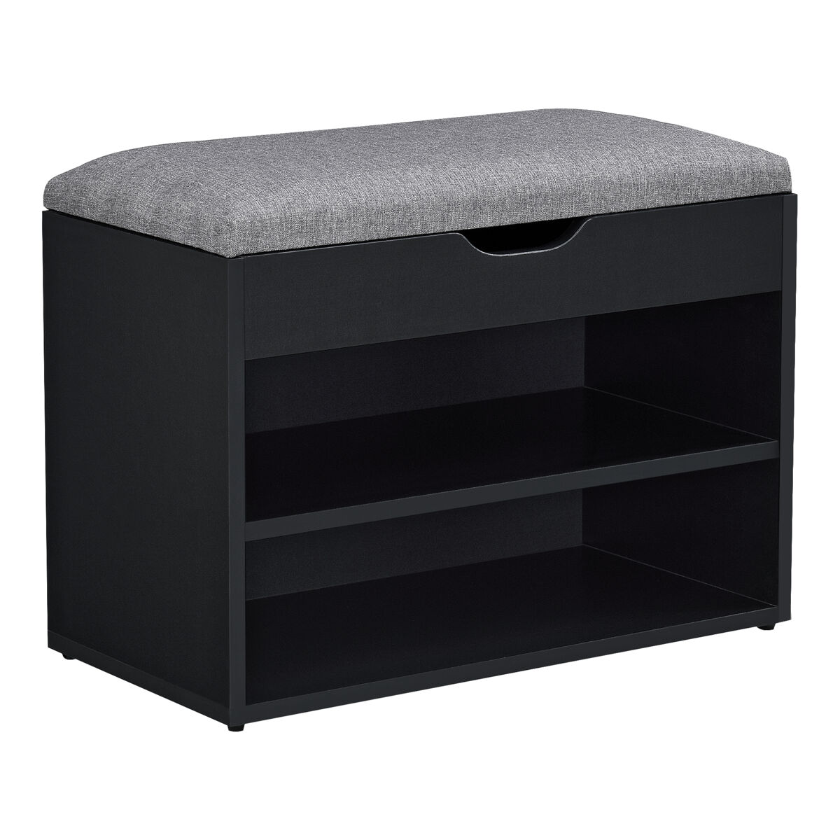 Banco de sapatos gentofte 46 x 60 x 30 cm para 4 pares aglomerado preto e cinzento [en.casa].