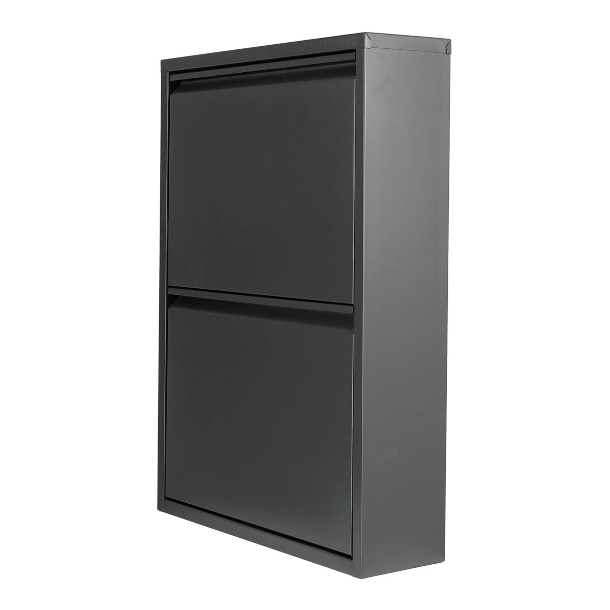 Sapateira sokndal com 2 portas metálicas com dobradiças 71 x 50 x 15 cm cinzento [en.casa]