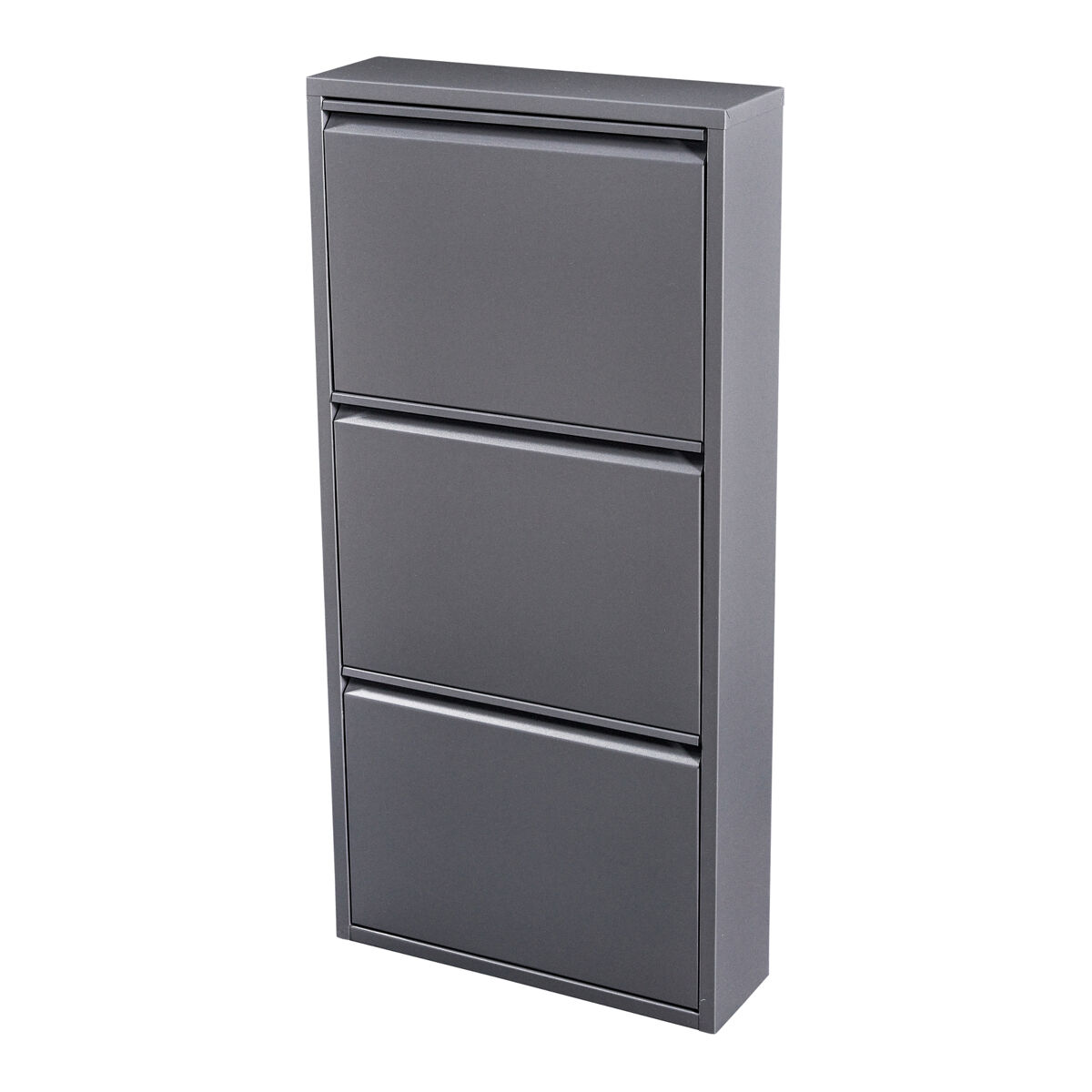 Sapateira sokndal com 3 portas metálicas com dobradiças 104 x 50 x 15 cm cinzento [en.casa].