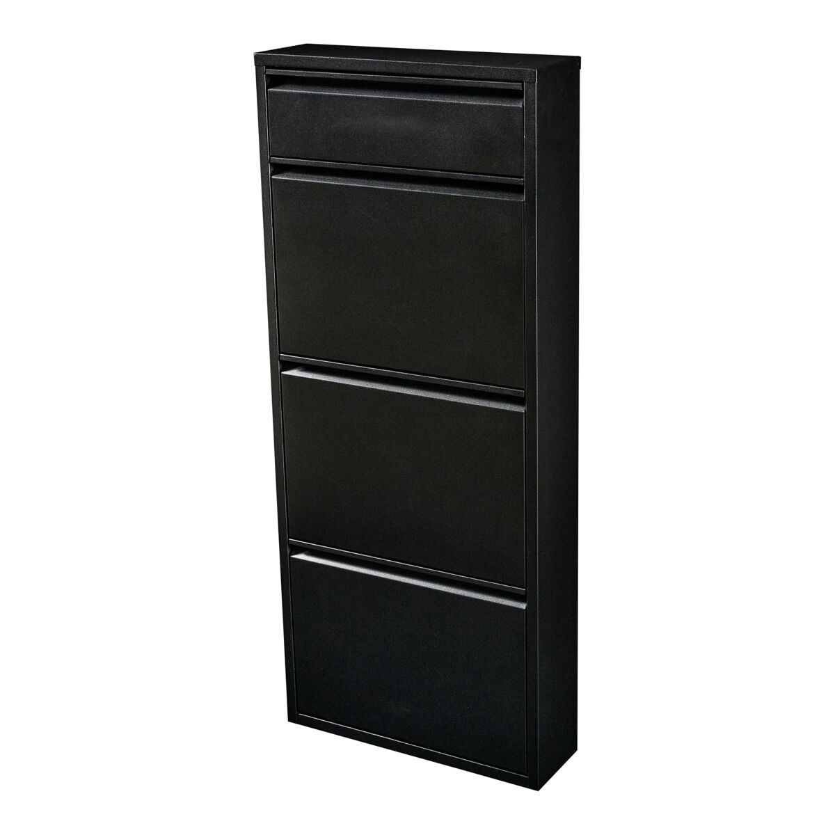 Sapateira sokndal com 3 + 1 portas metálicas com dobradiças 118 x 50 x 15 cm preto [en.casa]