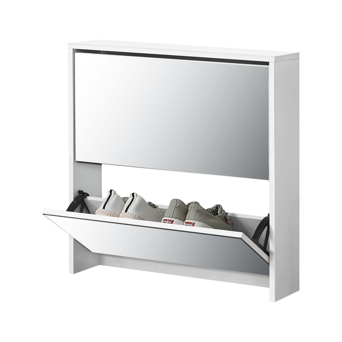 Sapateira com espelho lund 6 pares de sapatos aglomerado 67 x 63 x 17 cm branco [en.casa]