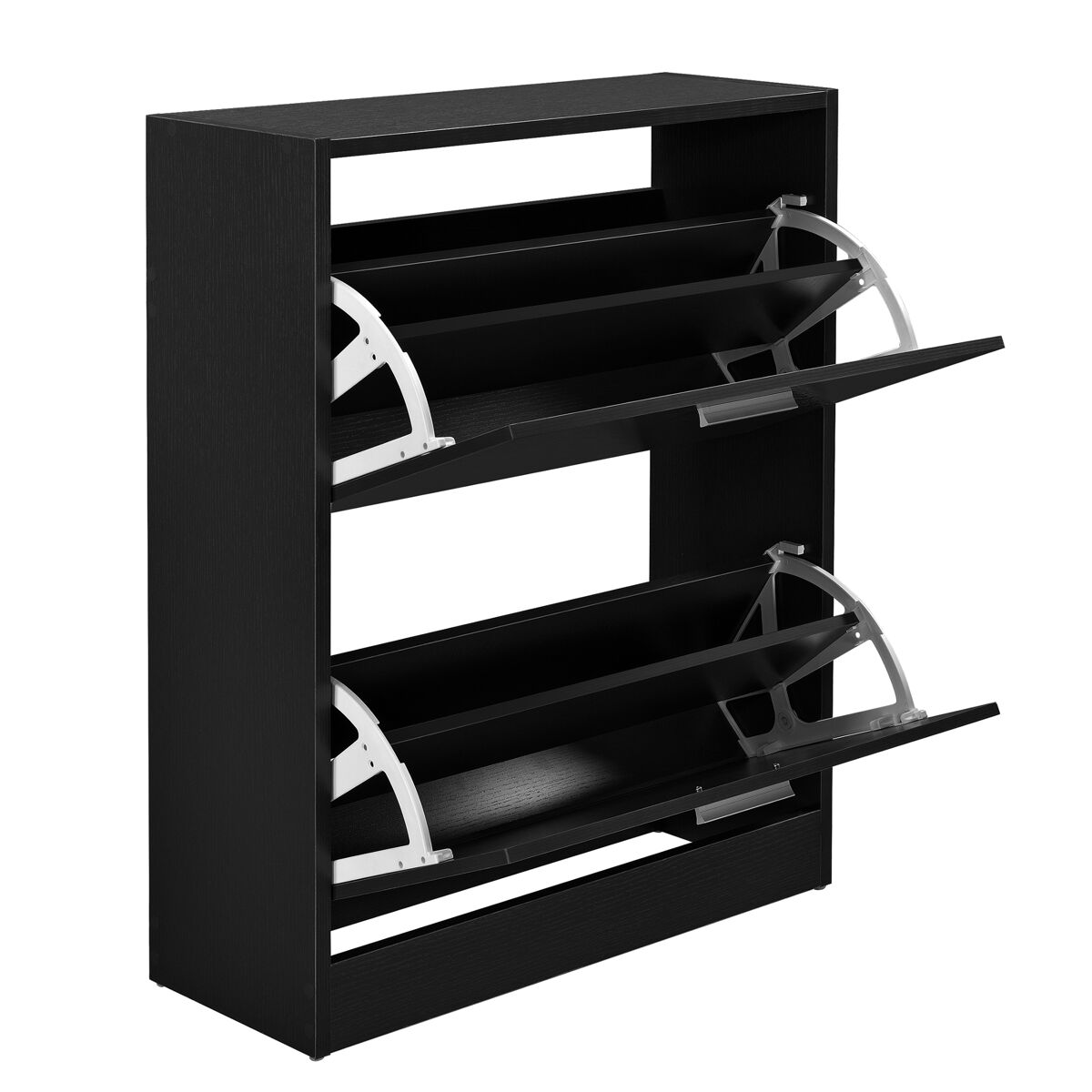 Sapateira 63 x 24 x 81 cm com 2 portas com prateleiras em aglomerado preto [en.casa]
