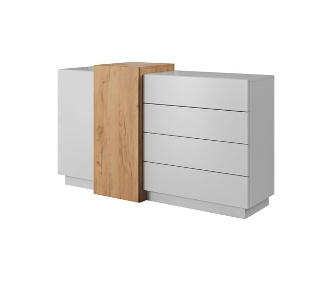 2d4s 3d cómoda com gavetas e compartimentos 160x45x94cm cinzento