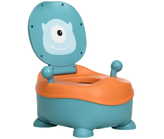 Zonekiz bacio para bebé de 6-36 meses portable bacio para enfants em forma de alienígena com tampa estrutura antiderrapante bacio de aprendizagem carga 40 kg 35,6x35,7x22,2 cm bleu