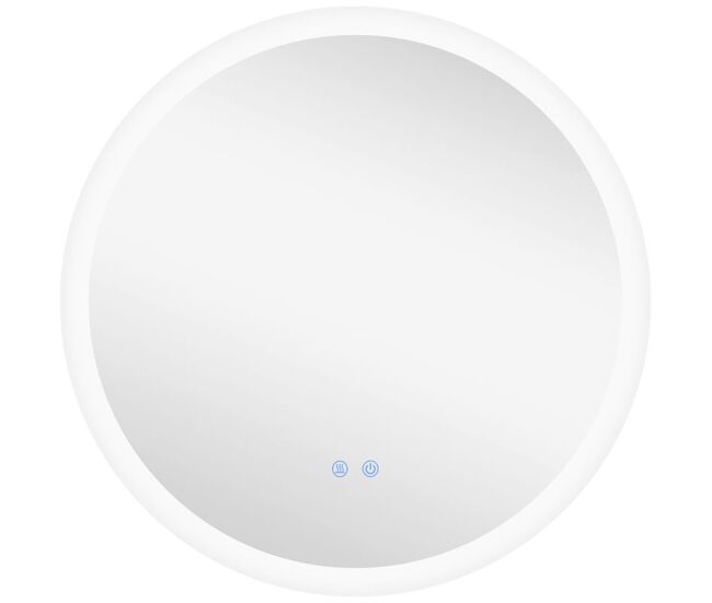 Kleankin espelho casa de banho redondo com luzes led 70x70 cm espelho com iluminação função antiembaciamento 3 luzes função de memória e interruptor