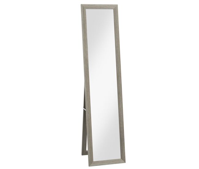 Homcom espelho de corpo inteiro 37x155 cm espelho de pé espelho de parede retangular com estrutura de madeira decorativo para sala de estar dormitório