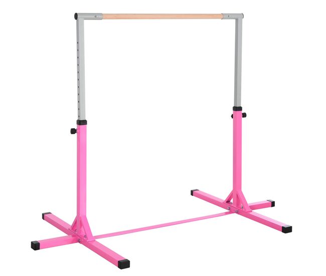 Homcom barra de ginástica para crianças acima de 3 anos barra de treino com altura ajustável 92-150 cm barra horizontal de ginástica carga 75 kg