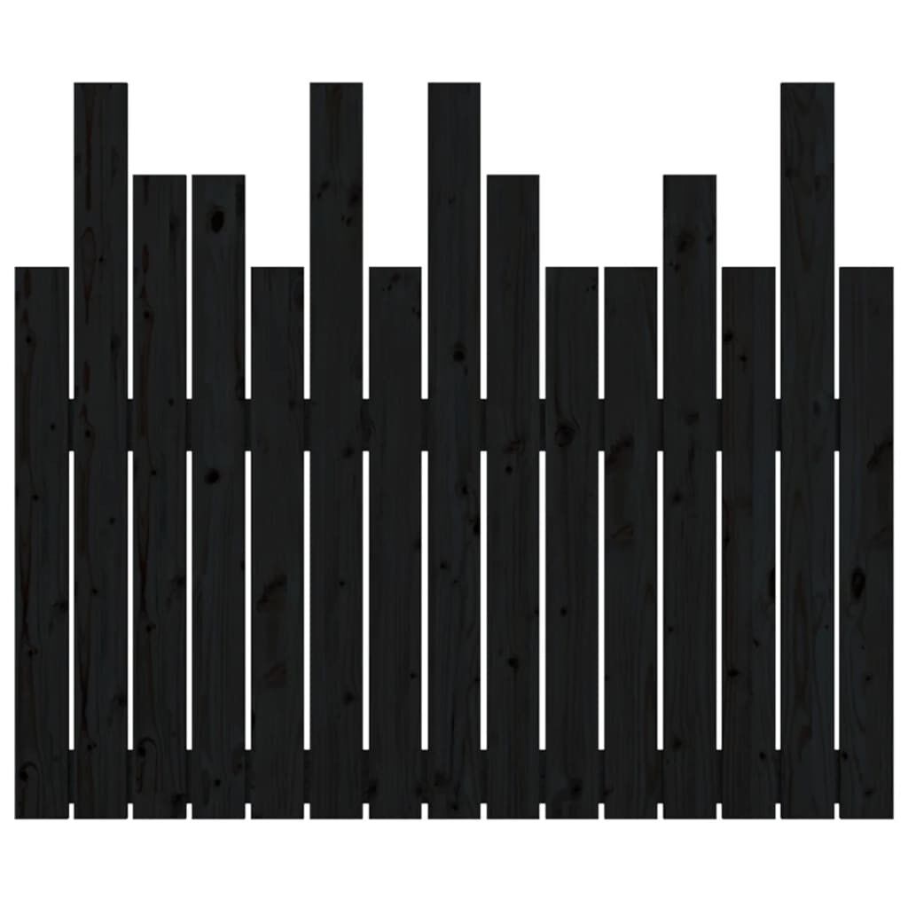 Cabeceira de cama de parede em madeira maciça de pinho preto 95,5x3x80 cm