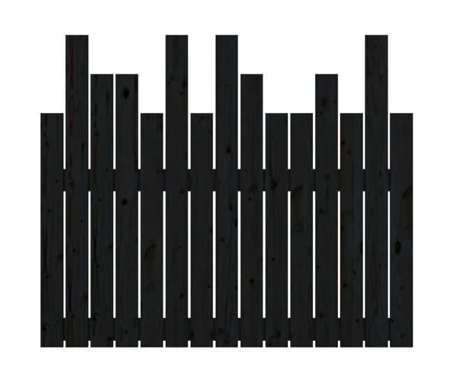 Cabeceira de cama de parede em madeira maciça de pinho preto 95,5x3x80 cm