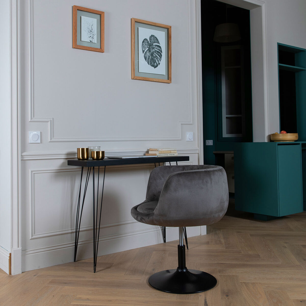 Banco de bar nolan em veludo gris