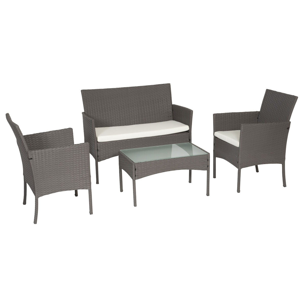 Conjunto de mobiliário de jardim córdoba 4 pl. resina entrançada, almofadas