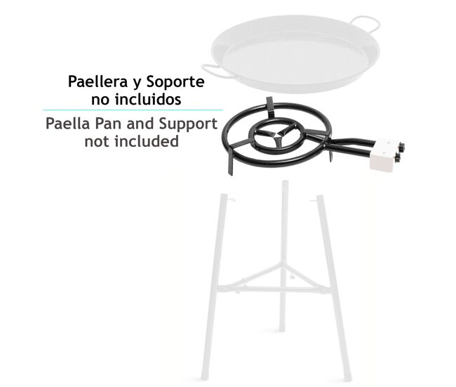 Briebe mod400 paellero duplo aro 35-15cm, queimador à gaz butano, adequado para panela de paella de 24 a 50 cm ø, , noir