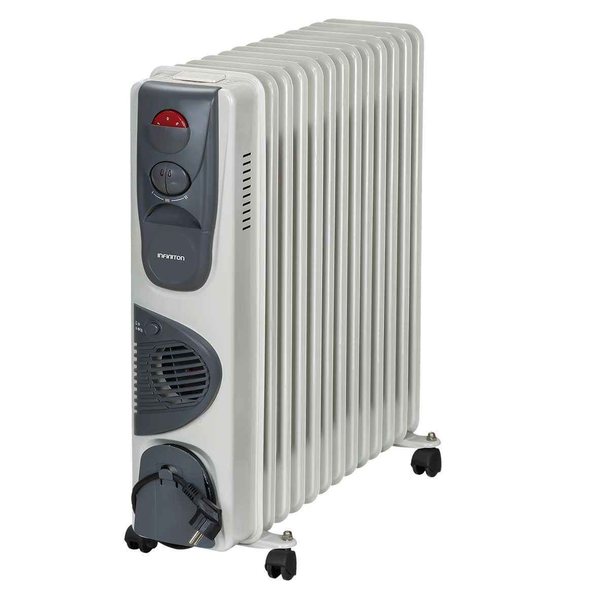 Radiador de óleo infiniton hot-300 com ventilador - 3000w, 3 níveis de potência, função turbo