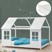 Cama de criança Tostedt em forma de casa com janelas e colchão 97x207 Cama de criança Tostedt em forma de casa com janelas e colchão 97x207 Branco/ Bege