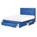 Beliani Cama con cajones Terciopelo LIEVIN 145x217 Beliani Cama con cajones Terciopelo LIEVIN 145x217 Azul Marino