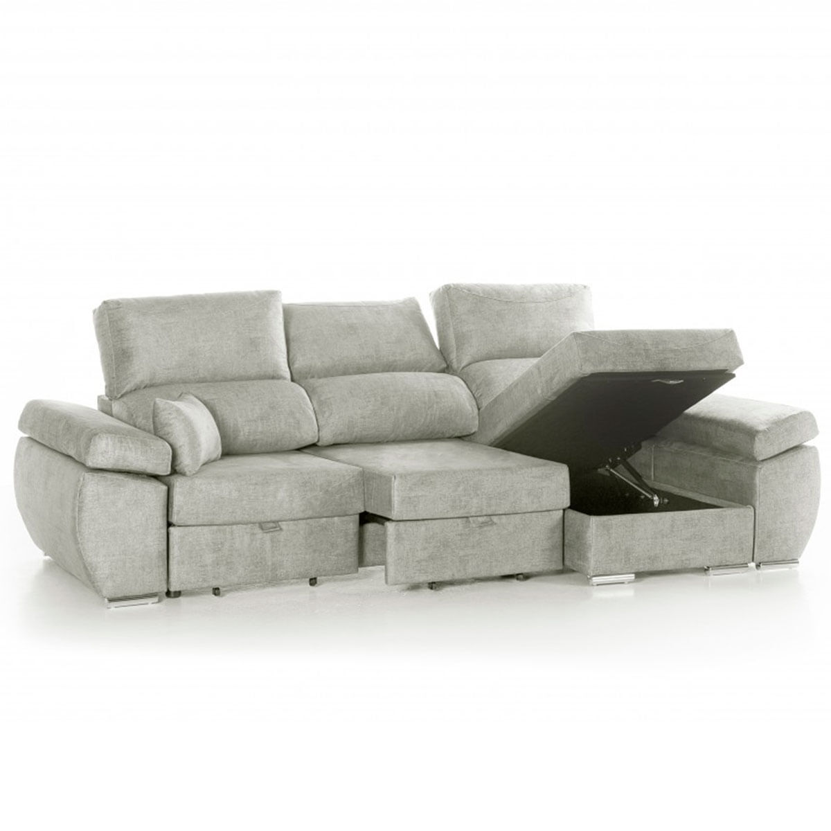 Chaise longue reversível indico, prata direito