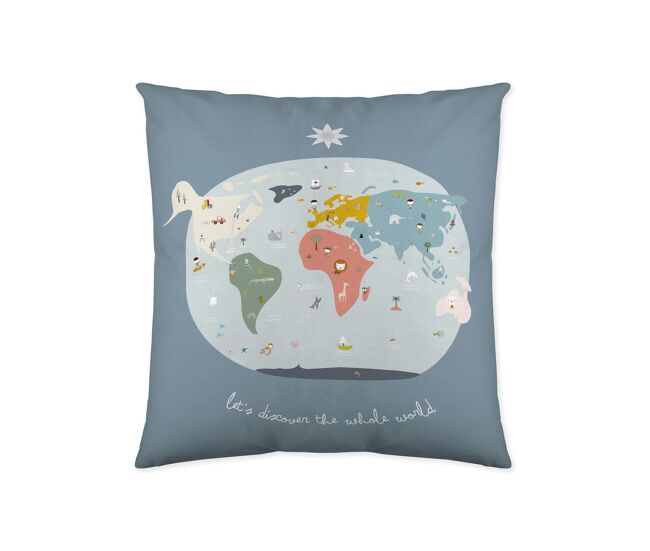 Almofada vazia capa mapa do mundo 40x40 cm