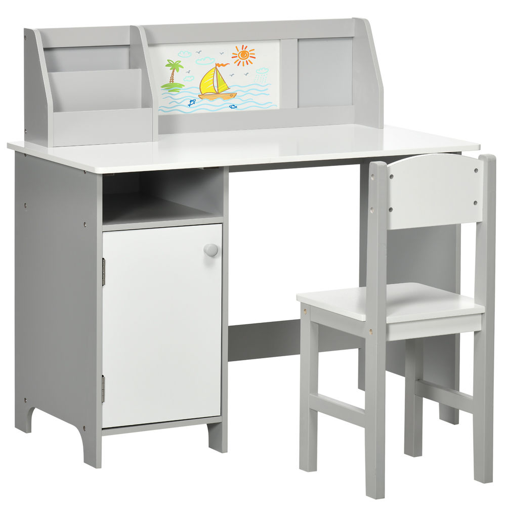Mesa e Cadeira Infantil MDF e Madeira de Pinho HOMCOM