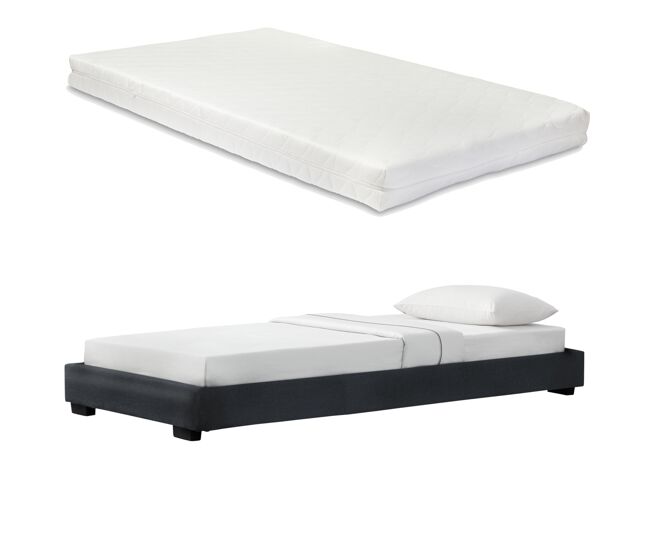 Cоrium cama individual solingen estofada em pele sintética com colchão de espuma fria 90 x 200- preto
